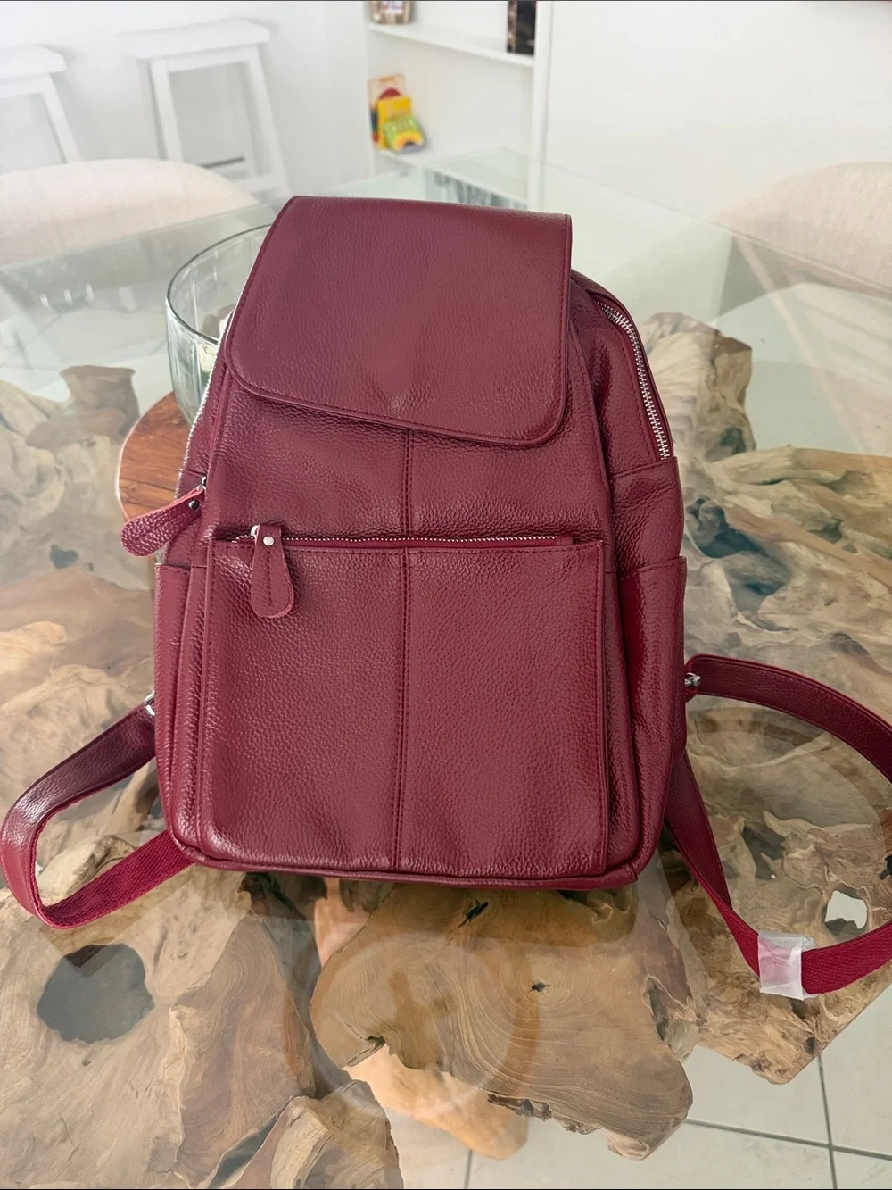 Burgundy Leather Backpack